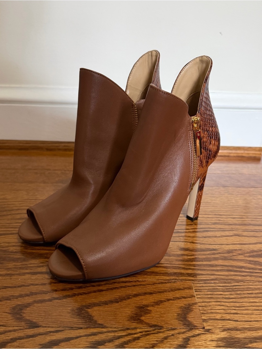 Michael Kors Open Toe Brown Bootie 4 inch Size 8, NWOT